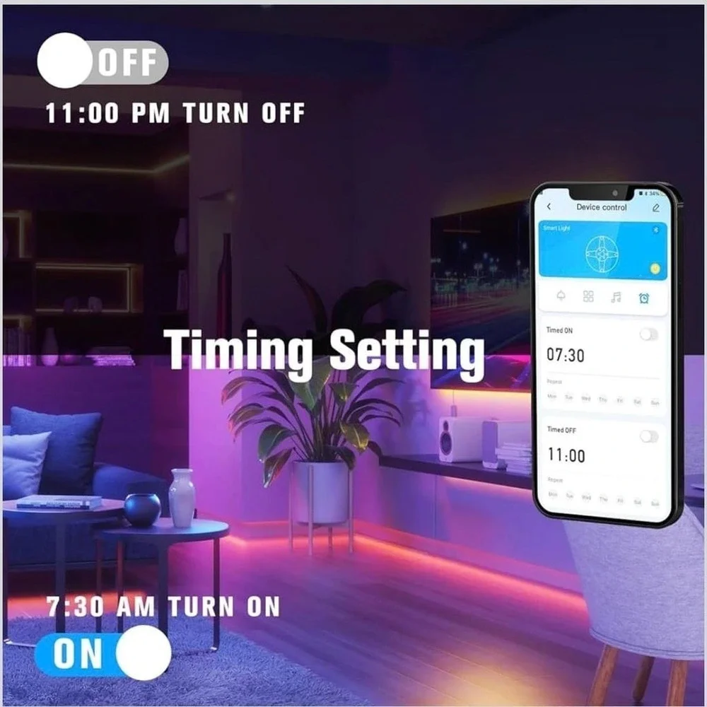 DAYBETTER 100ft LED Strip Lights,USB Powered,App Control and Music Sync, Color C
